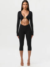 Women's Leopard Print 2 Piece Crop Top Set