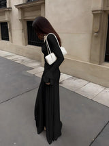 Women's Lace Trim Long Sleeve Maxi Dress