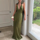 Women's Satin Halter Neck Maxi Dress