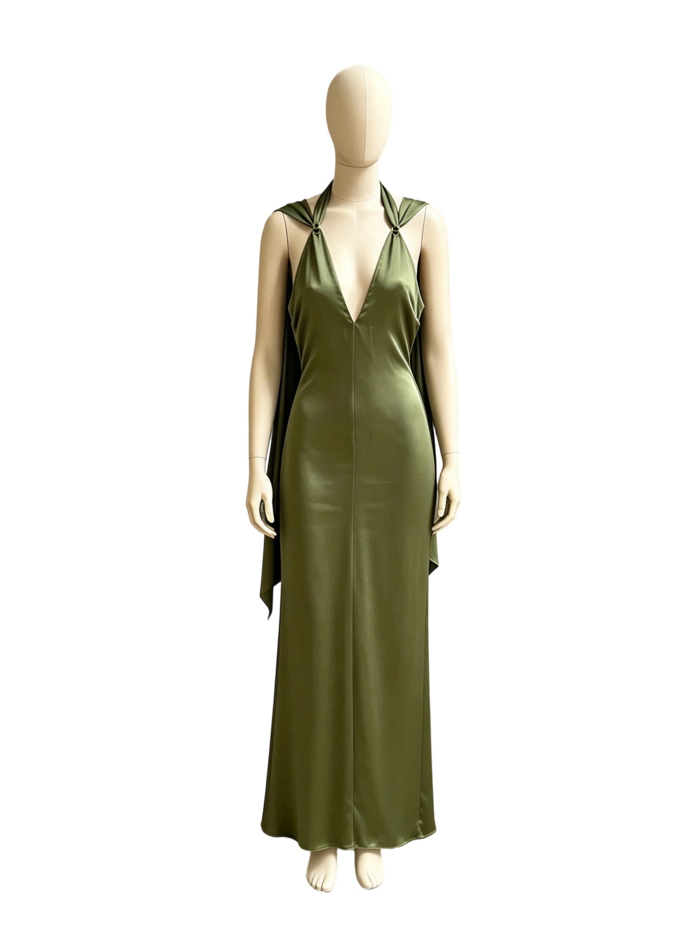 Women's Satin Halter Neck Maxi Dress