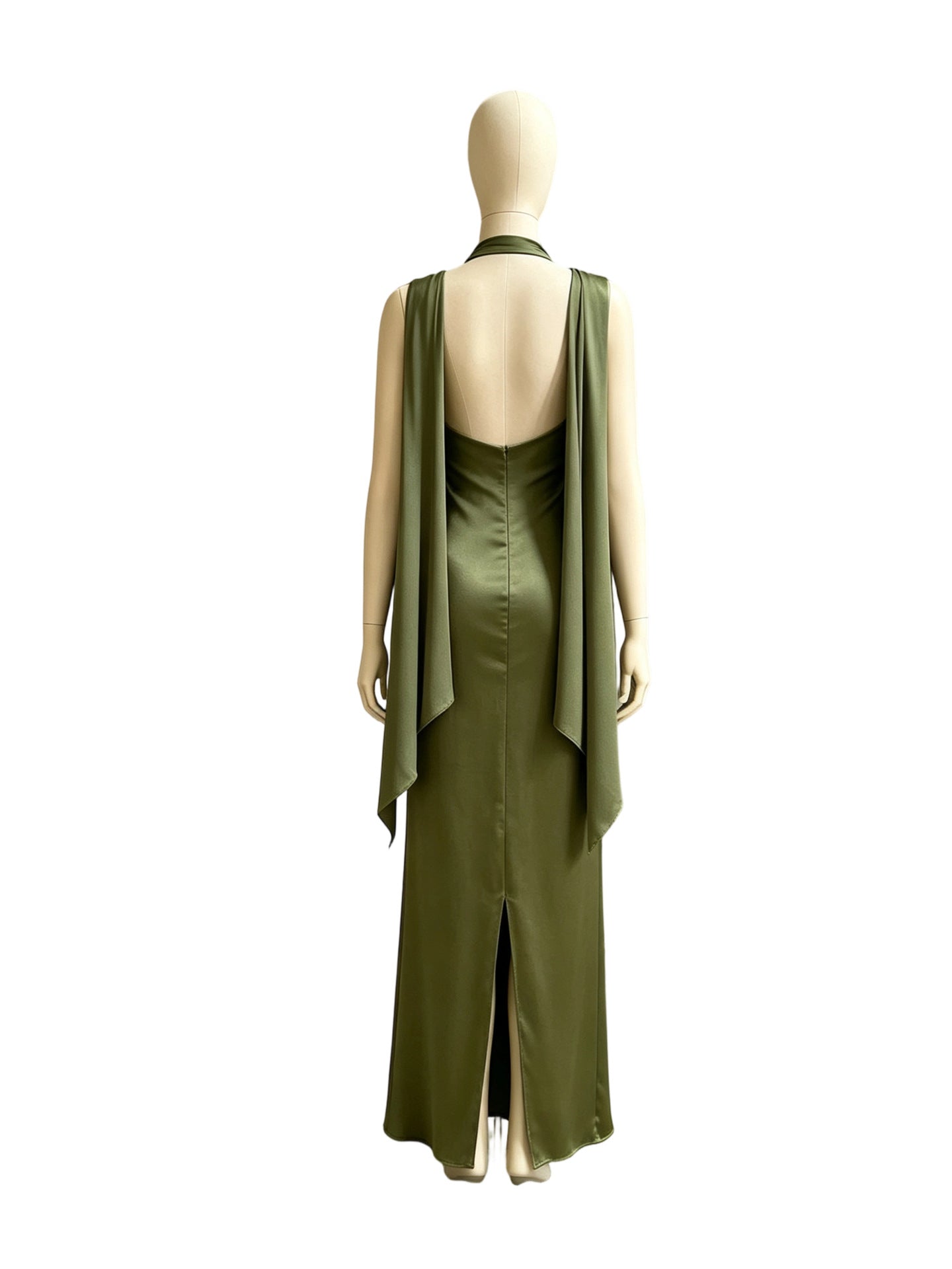 Women's Satin Halter Neck Maxi Dress