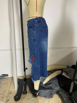 Women's Distressed Denim Bermuda Shorts
