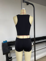 Women's Cutout Crop Top and Shorts Set