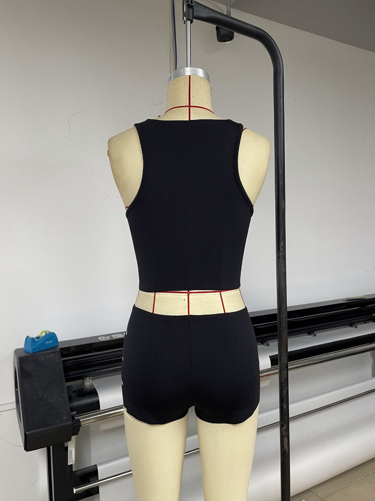 Women's Cutout Crop Top and Shorts Set