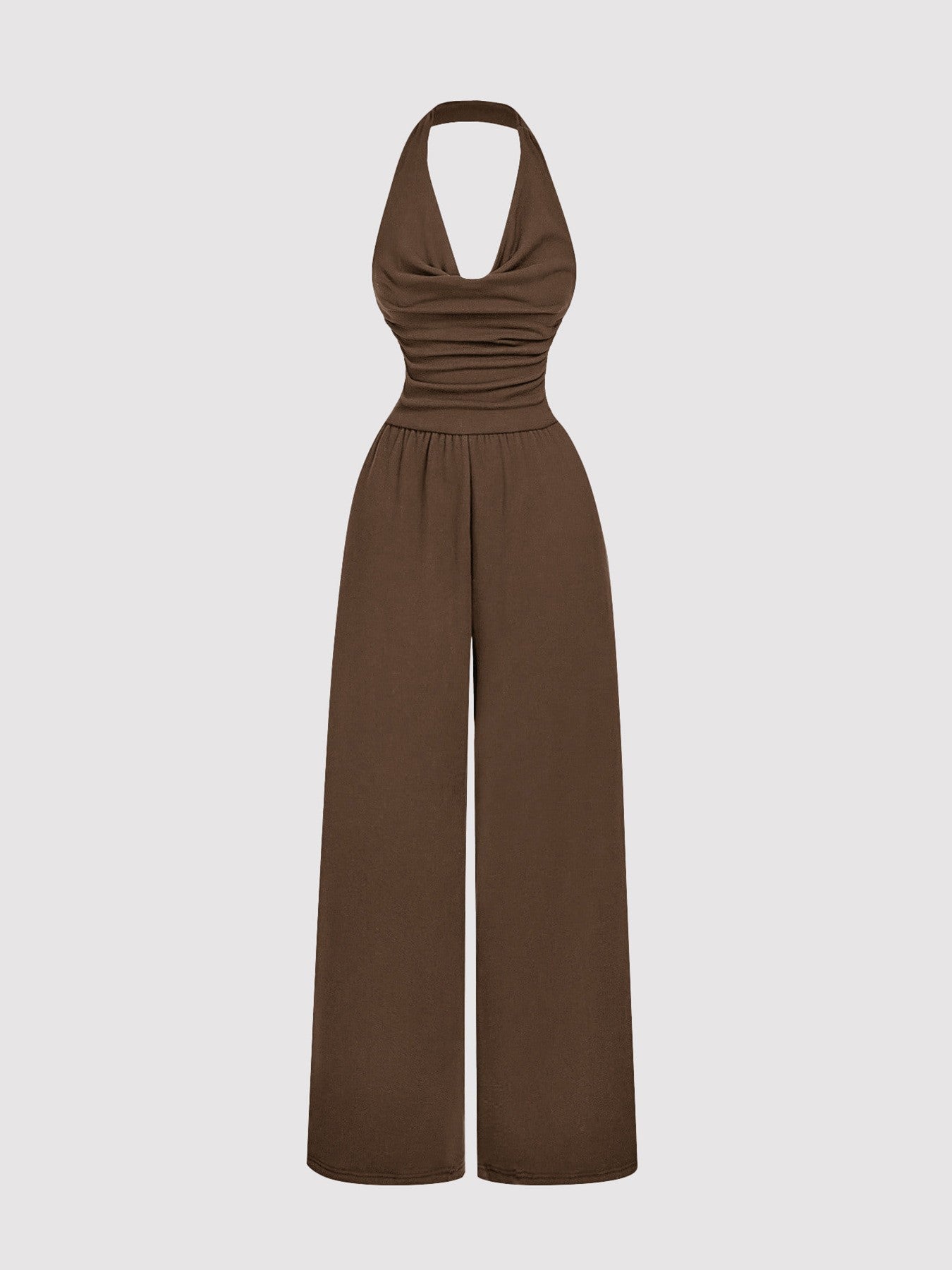 Women's Sleeveless Ruched Wide Leg Jumpsuit