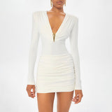 Women's Long Sleeve Ruched Mini Dress