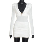 Women's Long Sleeve Ruched Mini Dress
