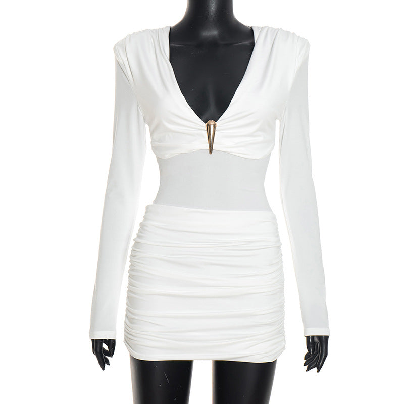 Women's Long Sleeve Ruched Mini Dress