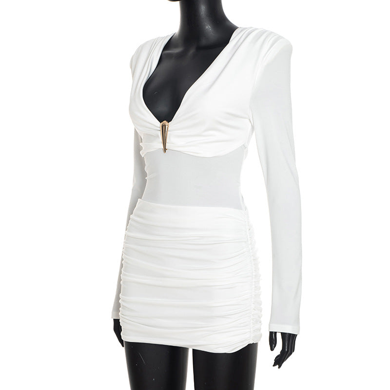 Women's Long Sleeve Ruched Mini Dress