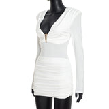 Women's Long Sleeve Ruched Mini Dress