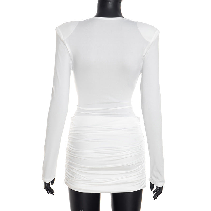 Women's Long Sleeve Ruched Mini Dress
