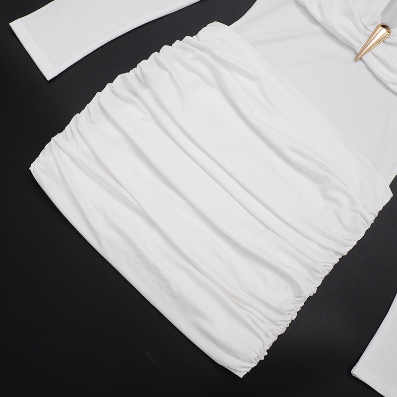 Women's Long Sleeve Ruched Mini Dress