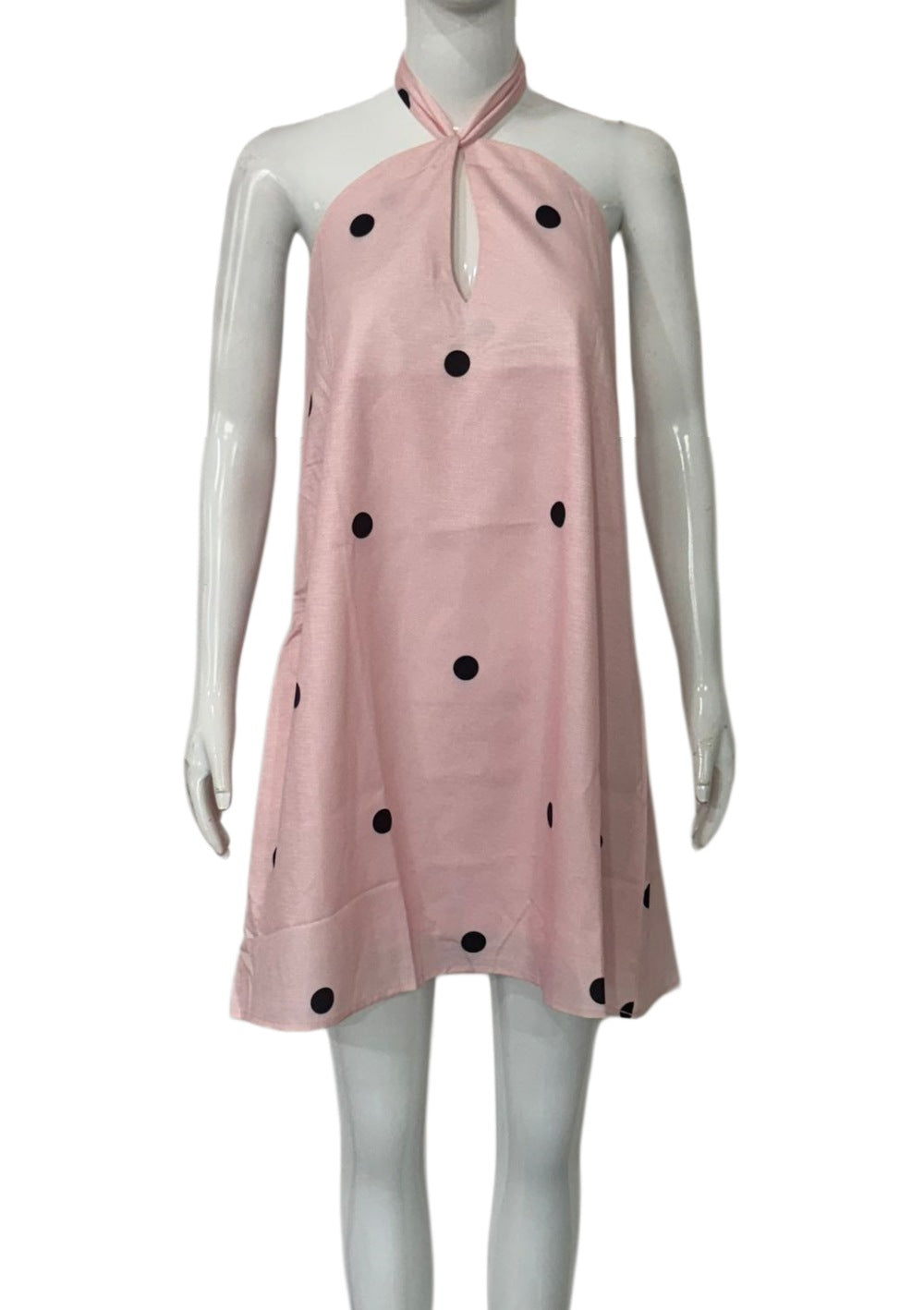 Women's Polka Dot Halter Mini Dress