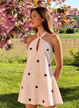 Women's Polka Dot Halter Mini Dress