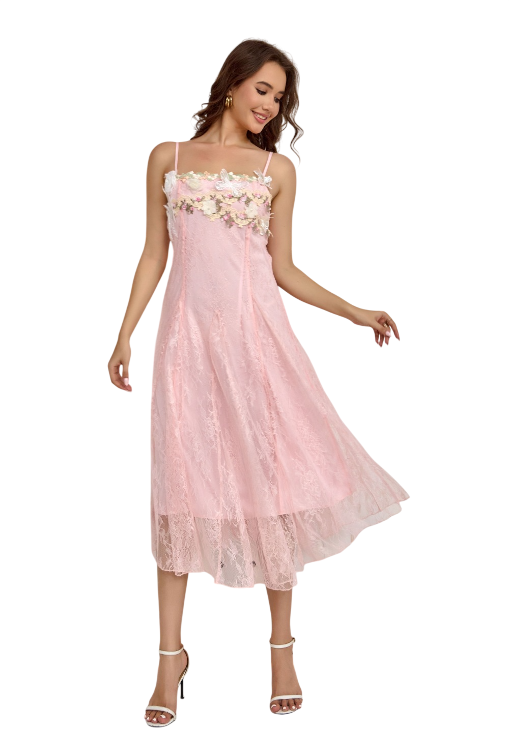 Women's  Lace Floral Maxi Dress