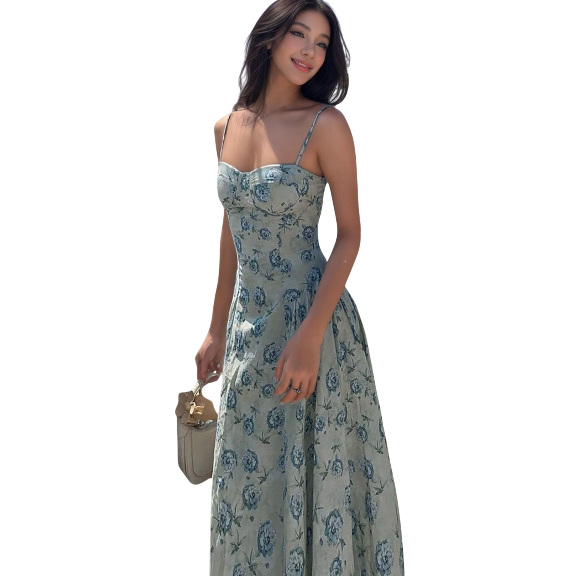 Women's  Floral Spaghetti Strap Maxi Dress
