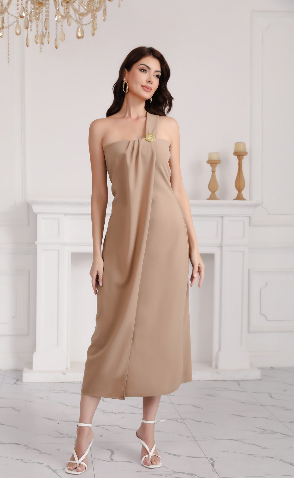 Women's One Shoulder Midi Dress