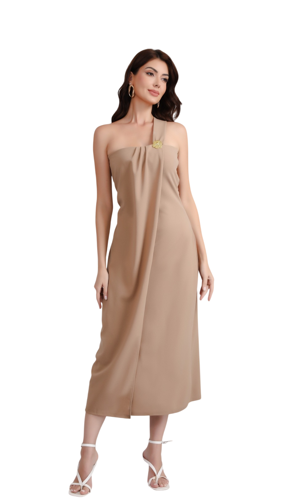 Women's One Shoulder Midi Dress