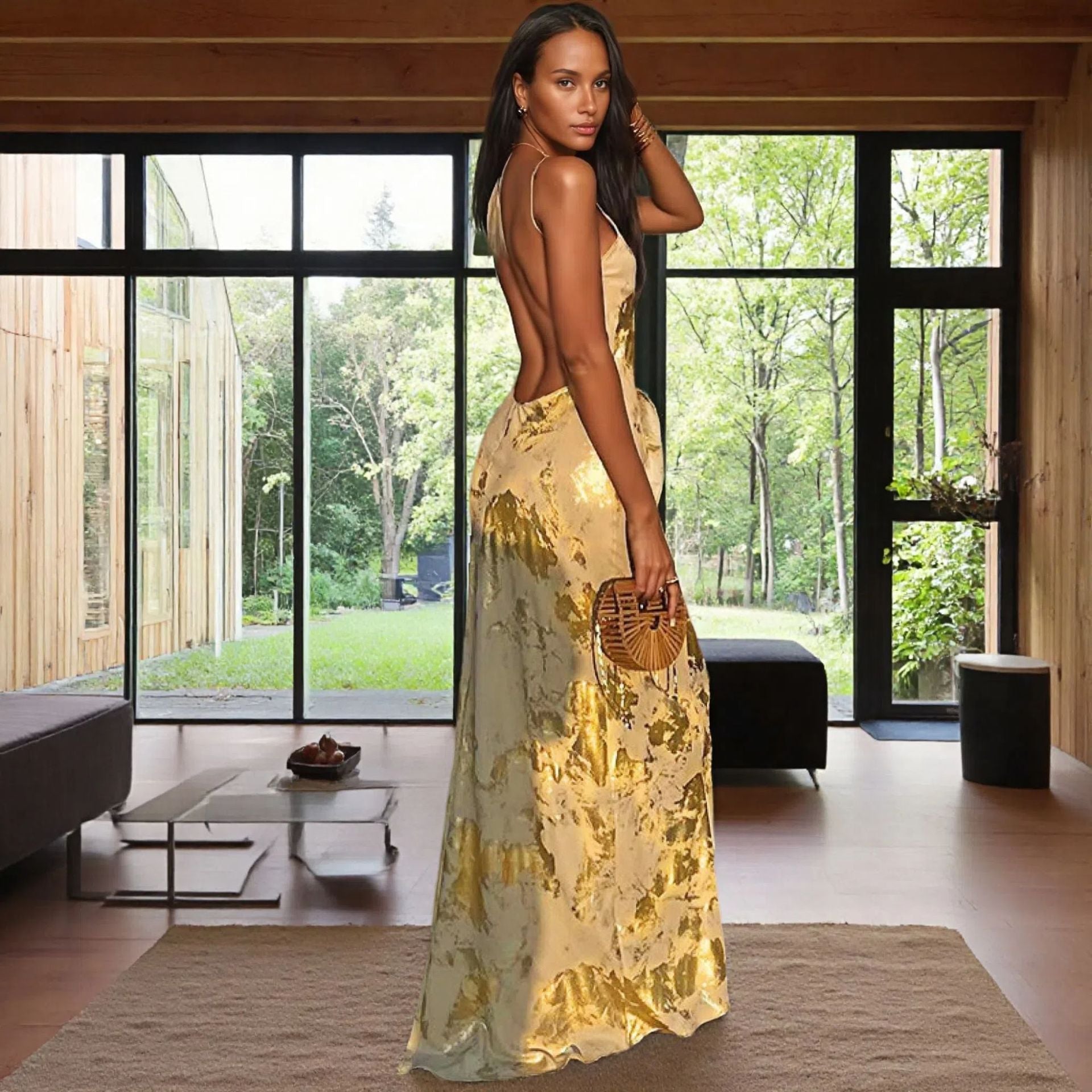 Women's Gold  Maxi Dress