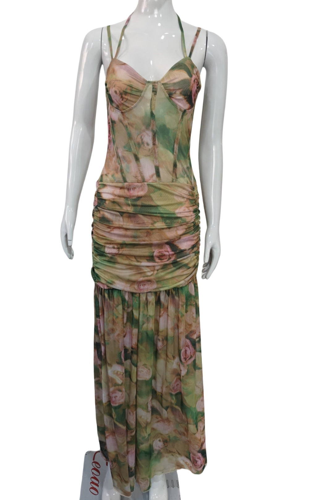 Women's Floral Mesh Maxi Dress