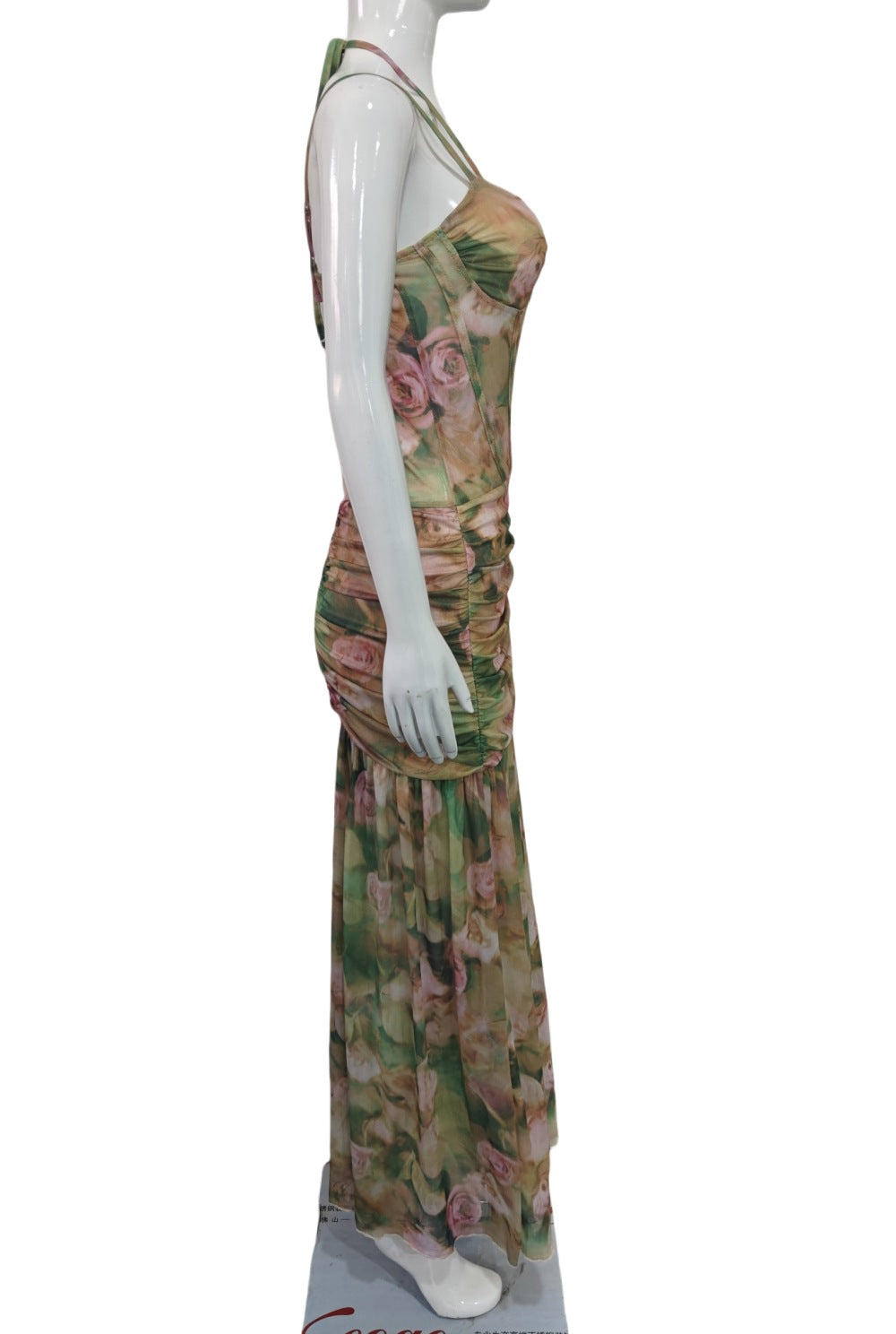 Women's Floral Mesh Maxi Dress