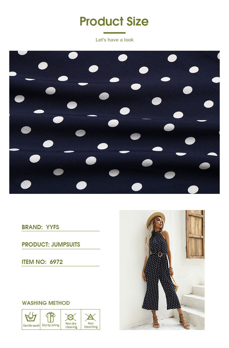 Women's Polka Dot Halter Jumpsuit