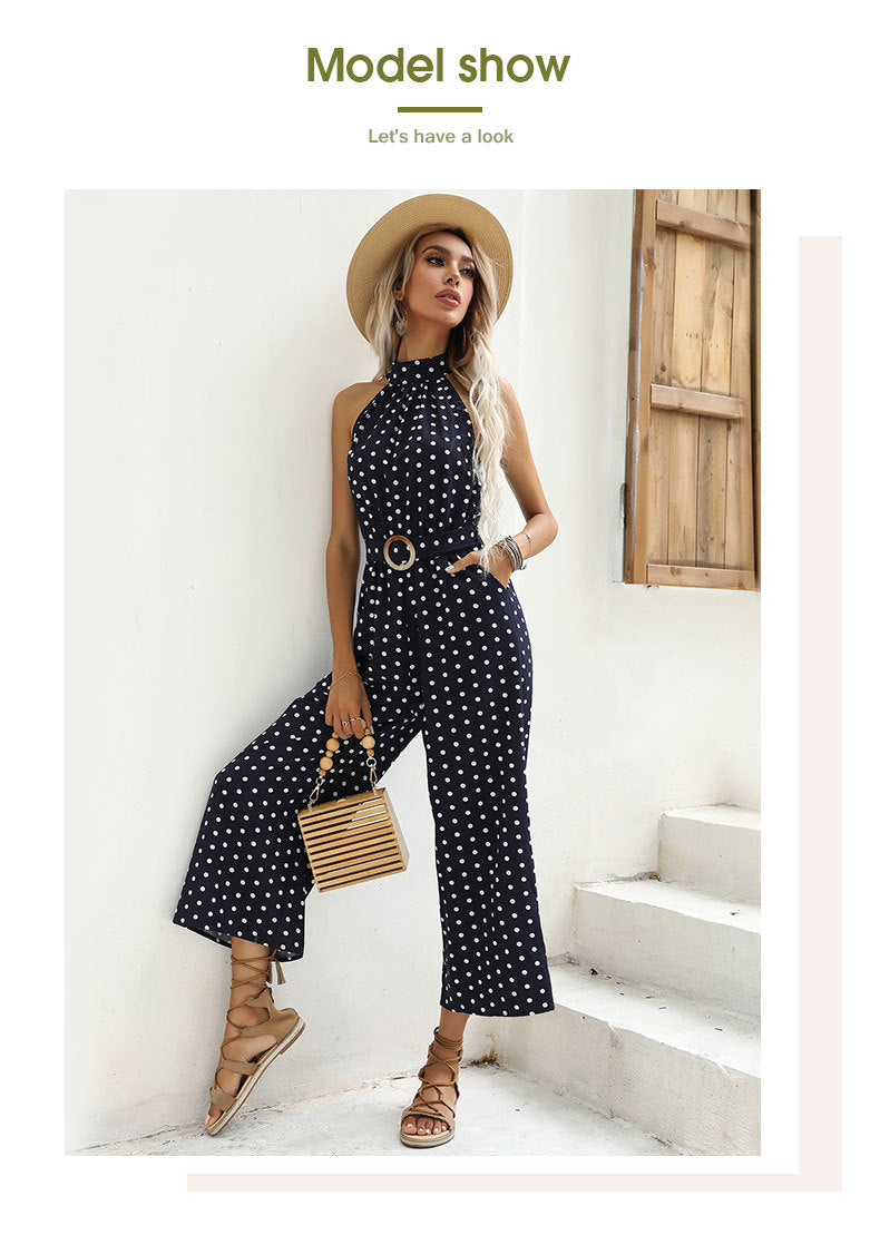 Women's Polka Dot Halter Jumpsuit