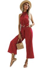 Women's Polka Dot Halter Jumpsuit