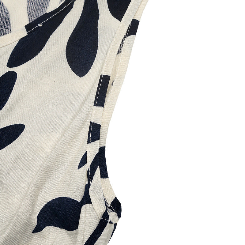 Women's Leaf Print Button Front Maxi Dress