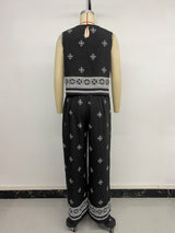 Women's Printed Wide Leg Pants Set
