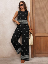 Women's Printed Wide Leg Pants Set