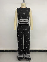 Women's Printed Wide Leg Pants Set