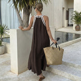 Women's Sleeveless Maxi Dress with Trim