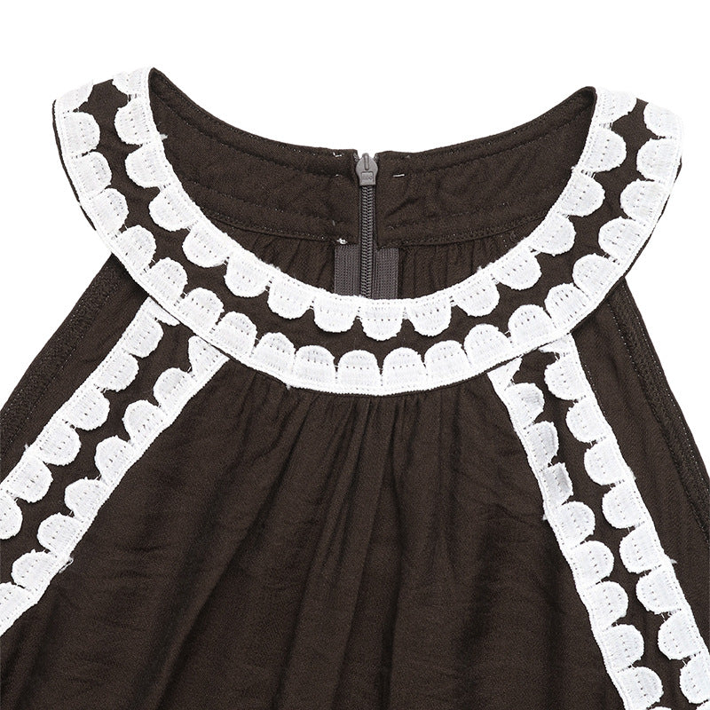 Women's Sleeveless Maxi Dress with Trim
