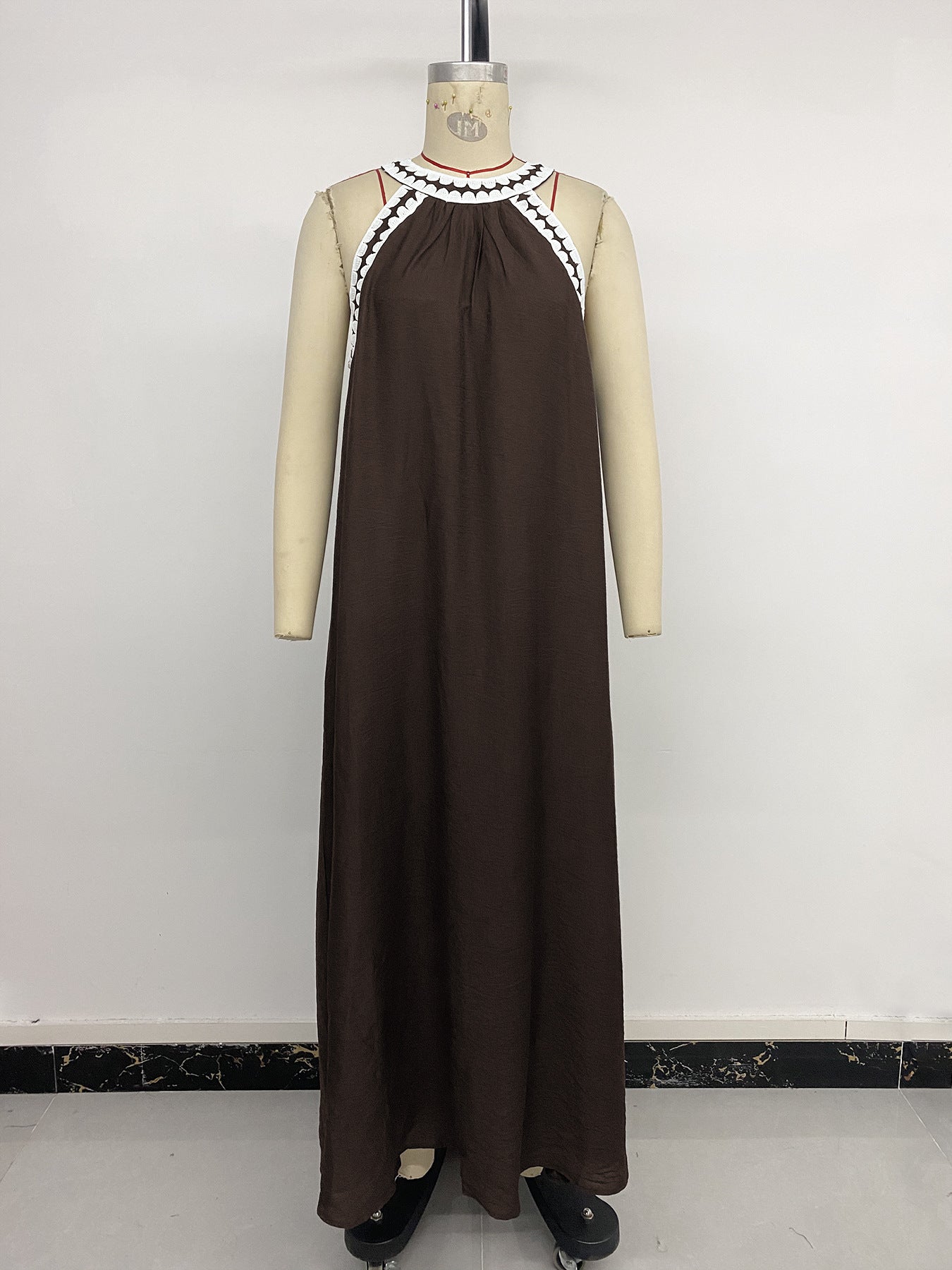 Women's Sleeveless Maxi Dress with Trim