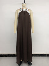 Women's Sleeveless Maxi Dress with Trim
