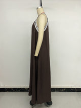 Women's Sleeveless Maxi Dress with Trim