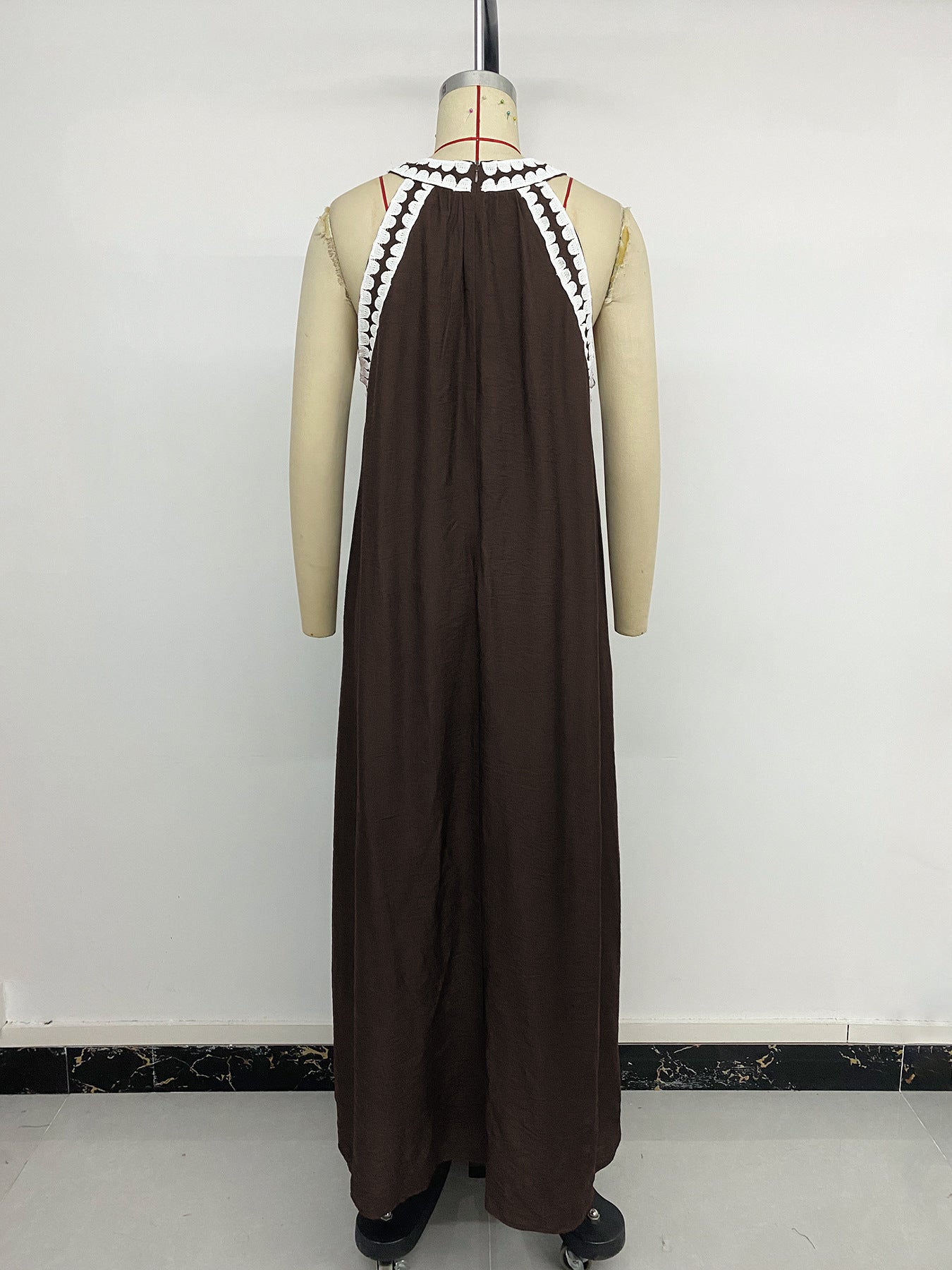 Women's Sleeveless Maxi Dress with Trim