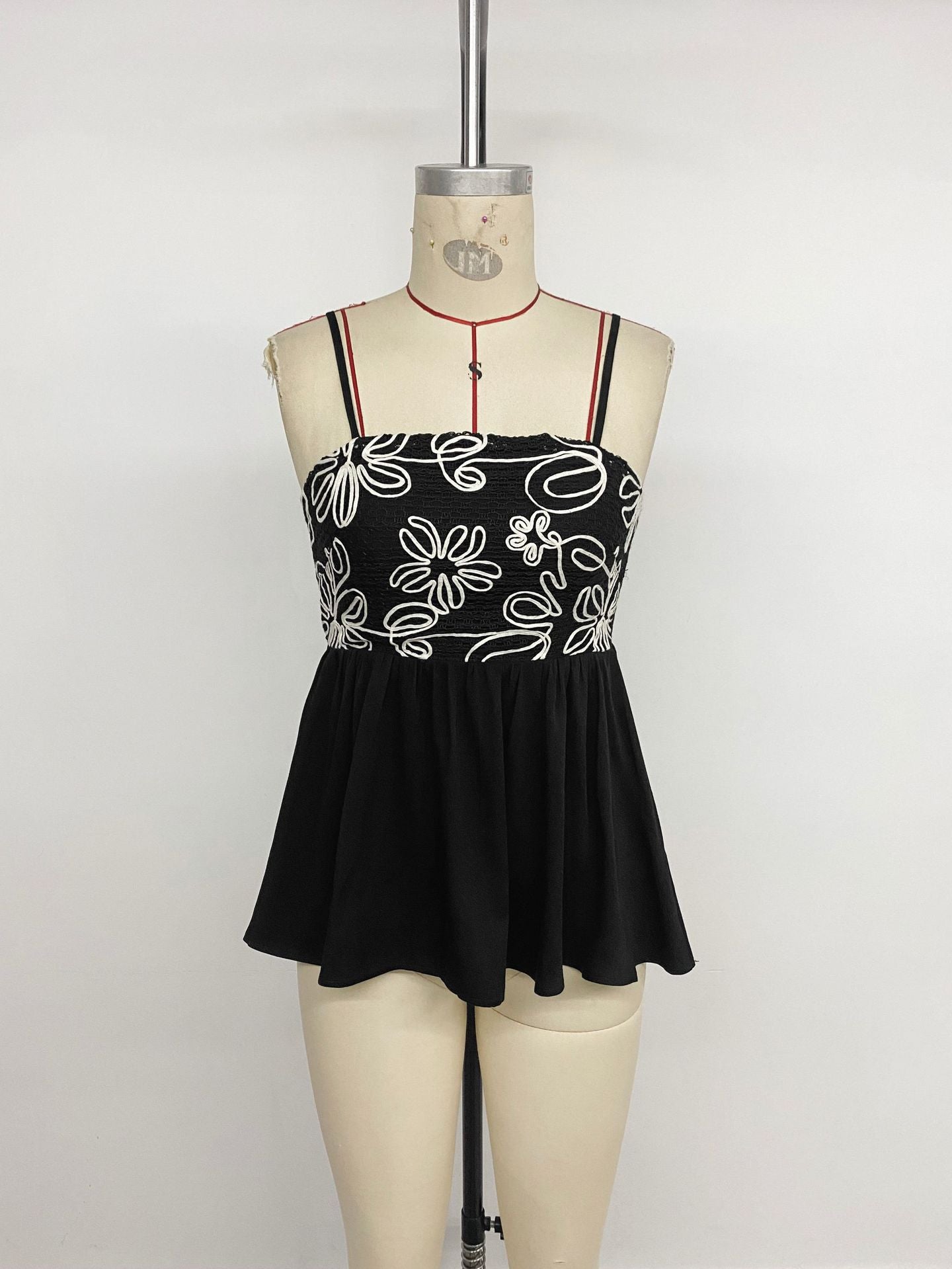 Women's Floral Embroidered Peplum Cami Top