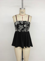 Women's Floral Embroidered Peplum Cami Top