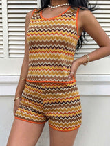 Women's Printed Tank Top & Shorts Set