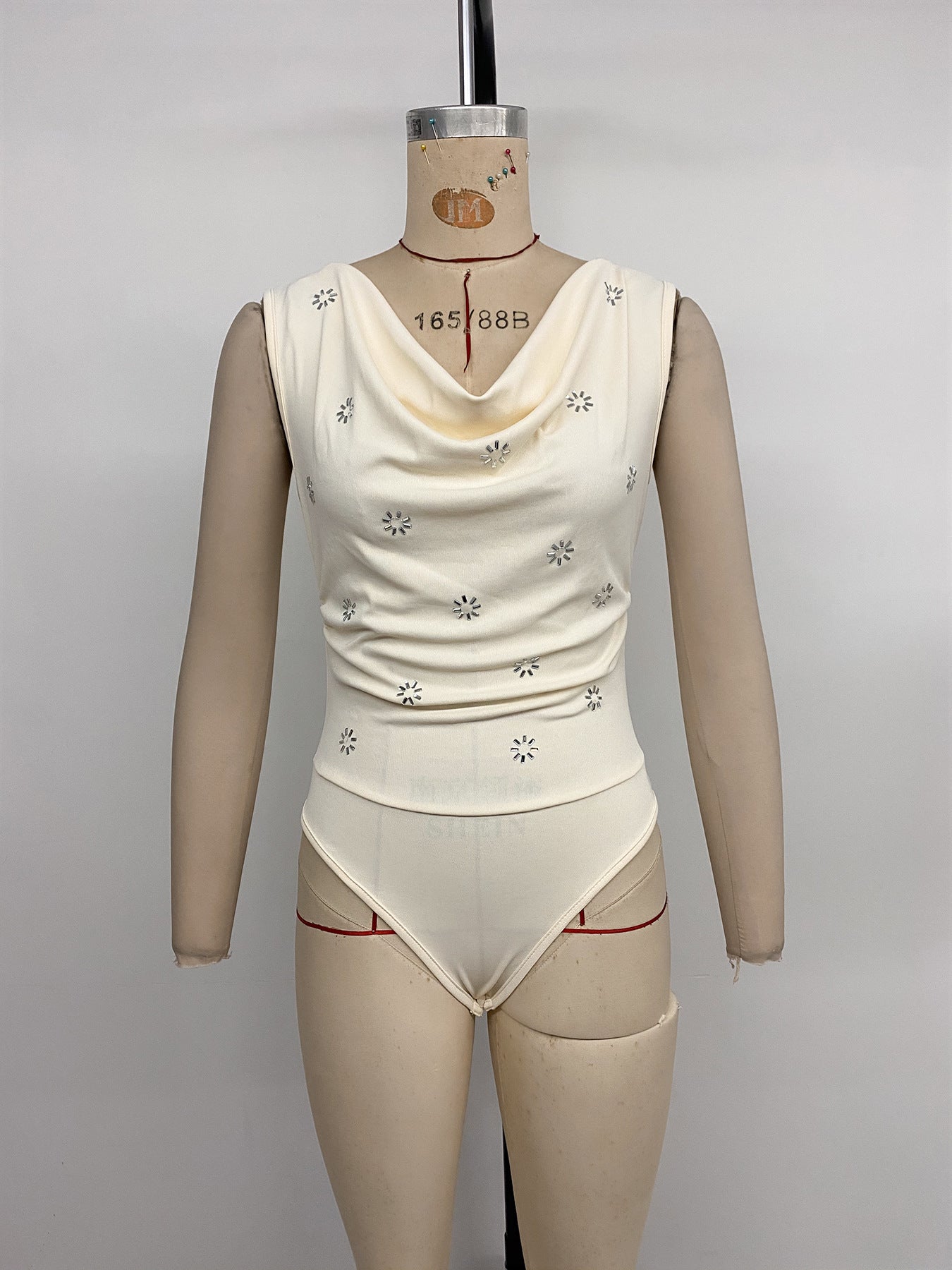 Women's Embellished Cowl Neck Romper