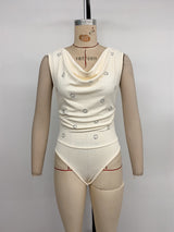 Women's Embellished Cowl Neck Romper