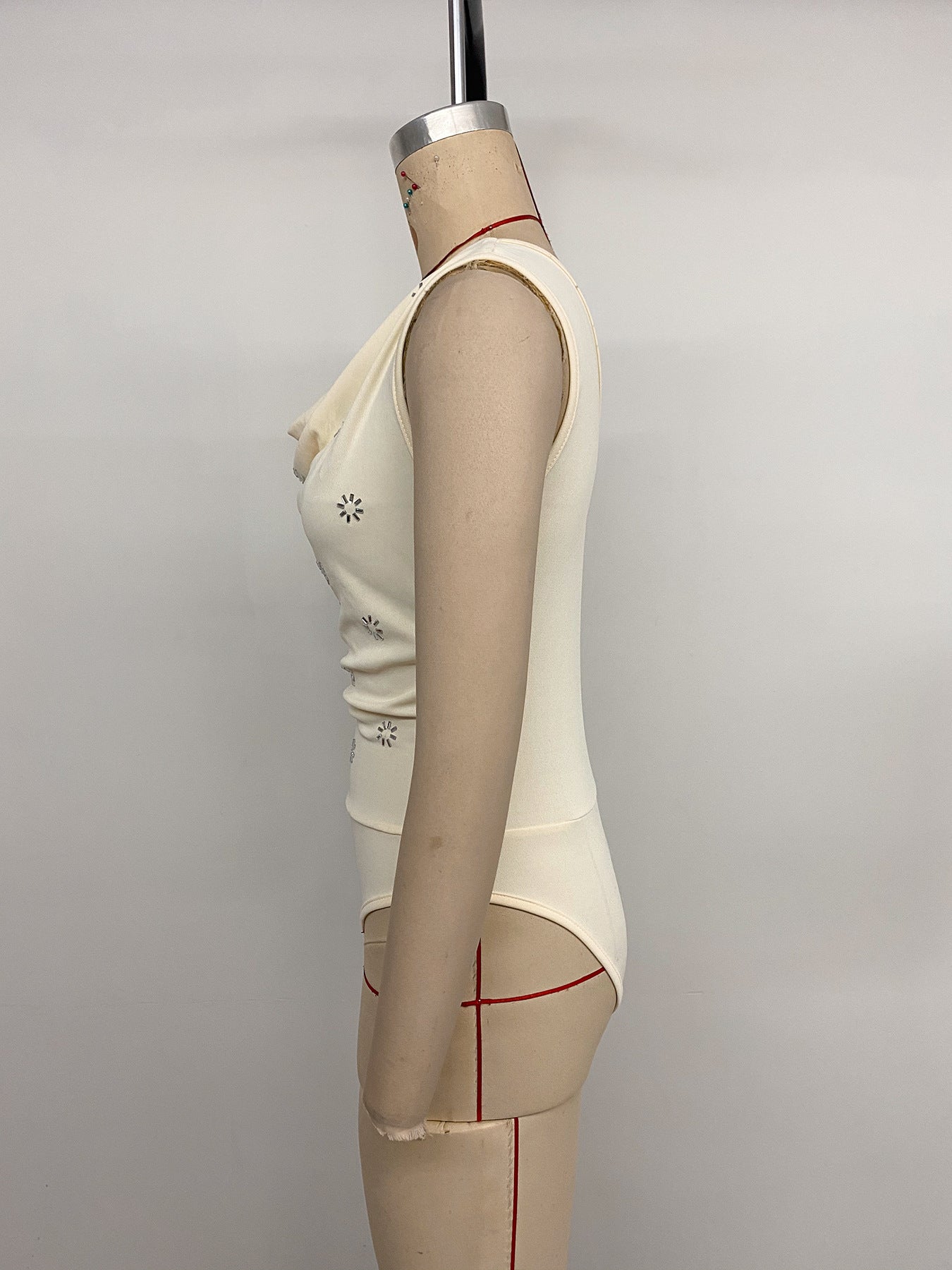 Women's Embellished Cowl Neck Romper