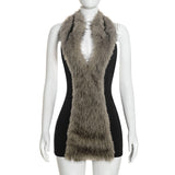 Women's Faux Fur Trim Mini Dress