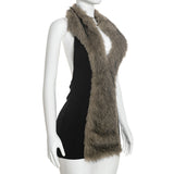 Women's Faux Fur Trim Mini Dress
