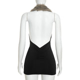 Women's Faux Fur Trim Mini Dress