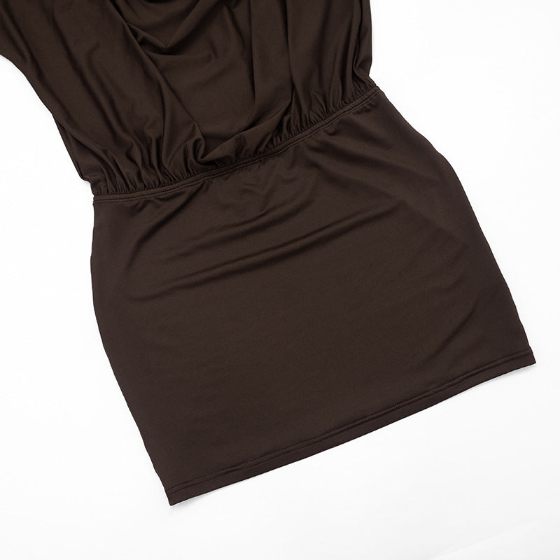 Women's Draped Cowl Neck Mini Dress