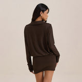 Women's Draped Cowl Neck Mini Dress