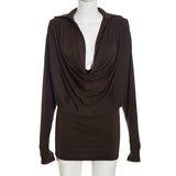 Women's Draped Cowl Neck Mini Dress